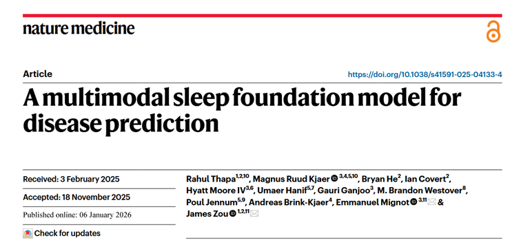 Bioserenity contributes to a publication in Nature Medicine : A multimodal sleep foundation model for disease prediction