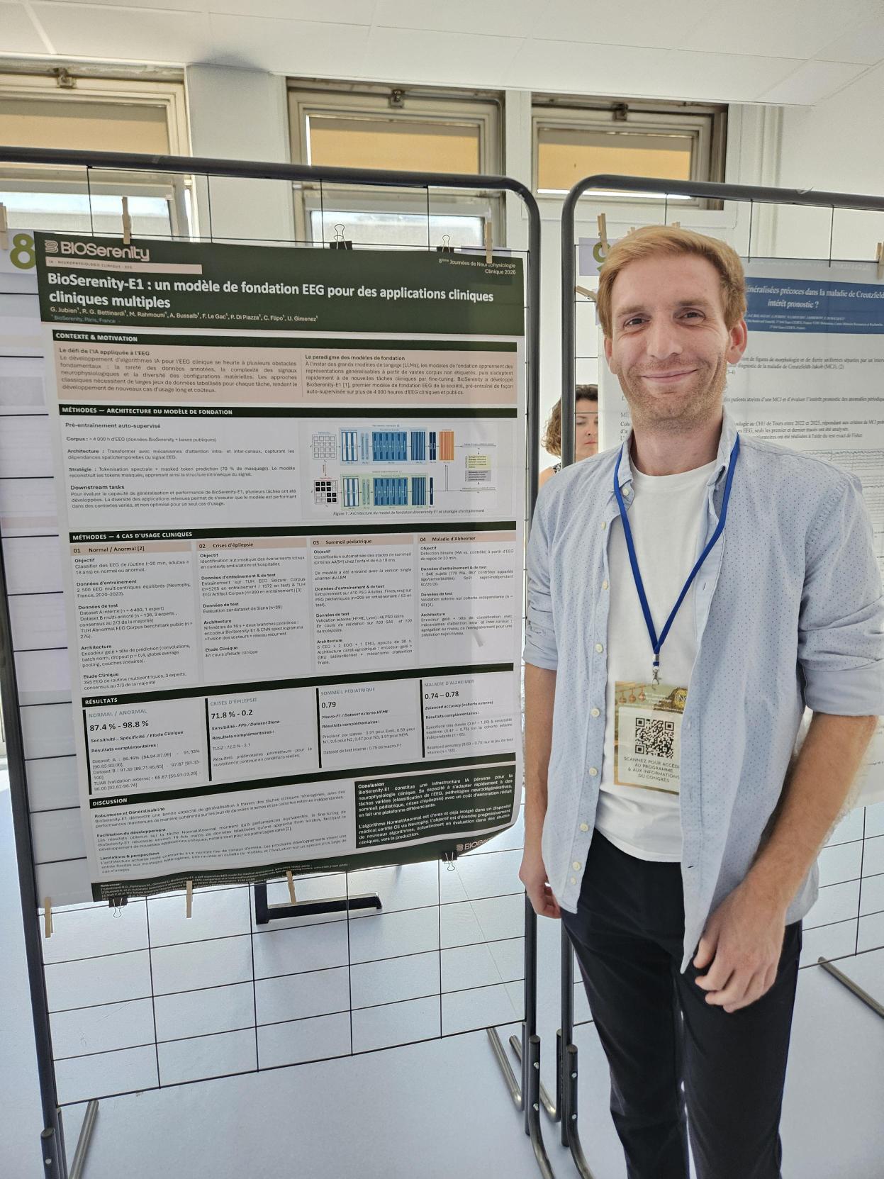 Guillaume in front of his BIOSerenity-E1 poster